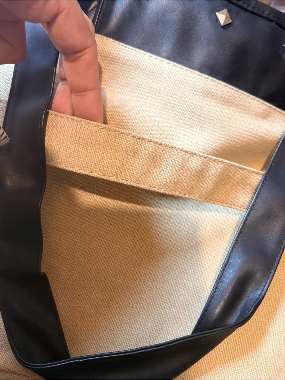 Nicole Beige and Black Canvas Laptop Tote